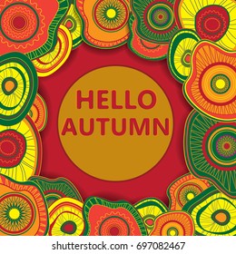 Hello autumn on the colorful background 