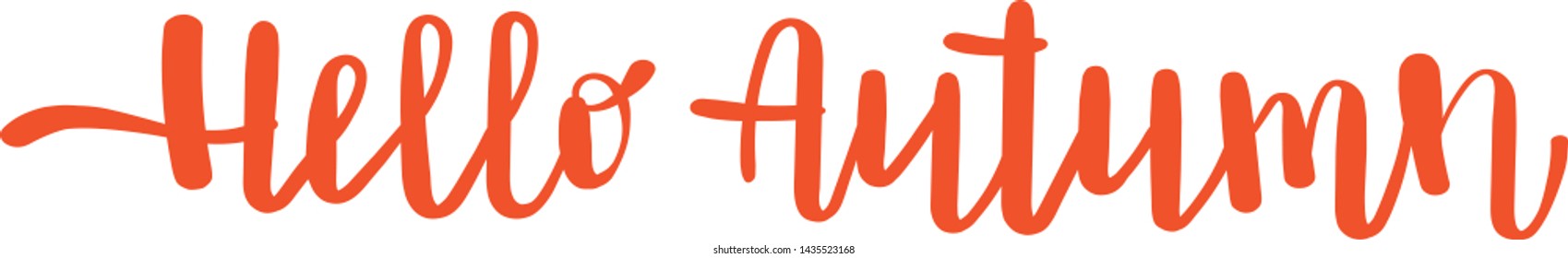 Hello Autumn Orange Hand drawn lettering Modern brush calligraphy. quote to design greeting card, poster, banner, t-shirt