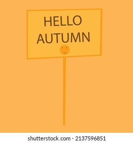 hello autumn orange sign vector icon