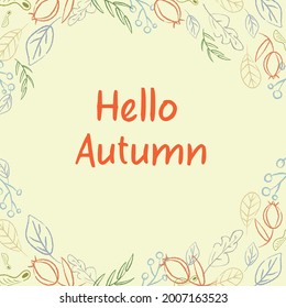 Hello Autumn. Autumn pattern in light, pastel colors. Leaves, flowers