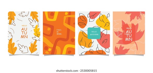 Hello autumn post templates, fall season banners for social media and web