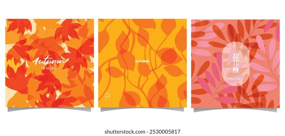 Hello autumn post templates, fall season banners for social media and web