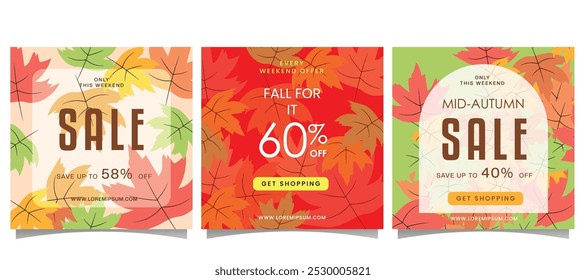 Hallo Herbstpost Vorlagen, Herbstsaison Banner für Social Media und Web
