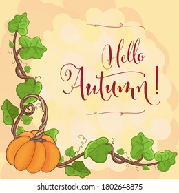 Hello autumn postcard pumpkin fall design
eps10