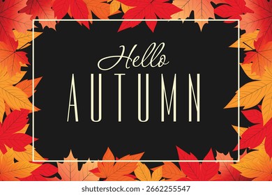 Hello Autumn Postcard Vector Illustration.