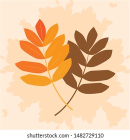 hello autumn poster with branch and leafs