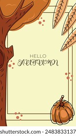 Hallo Herbst Poster Vorlage, Vektorgrafik Umriss Illustration Design