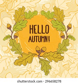 "hello autumn" poster, vector illustration