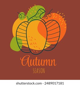 Hola calabaza de otoño concepto aislado. Ilustración de elemento de diseño de dibujos animados de Vector