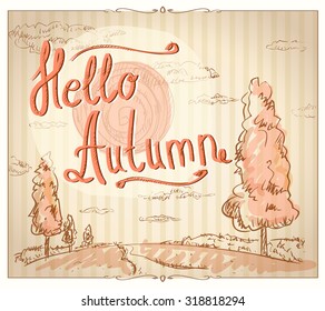 Hello autumn quote card.