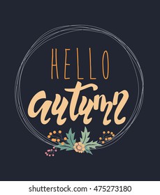 Hello autumn retro card 