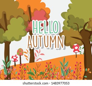 hello autumn season flat design