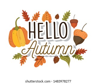 hello autumn season flat design