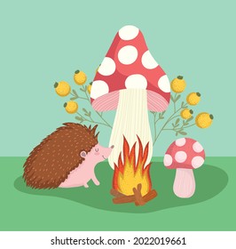 hello autumn season fungus hedgehog