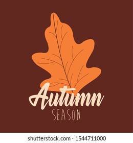 hello autumn season leaf and calligraphy vector illustration design