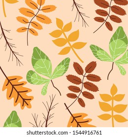 hello autumn season leafs pattern vector illustration design