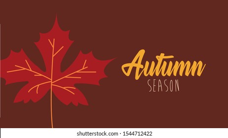 hello autumn season maple leaf and calligraphy vector illustration design