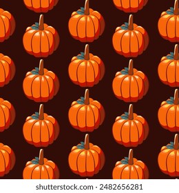 Hello autumn, autumn season, pumpkins, leaves, branches, berries, pattern, vector	