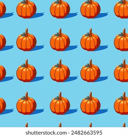 Hello autumn, autumn season, pumpkins, leaves, branches, berries, pattern, vector	