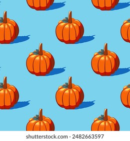 Hello autumn, autumn season, pumpkins, leaves, branches, berries, pattern, vector	