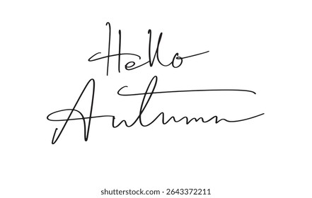 hello autumn season text font calligraphy handwritten lettering script black color object icon hello autumn season september october november maple thanksgiving hello autumn season message nature leaf
