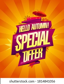 Hello autumn, special autumn offer - advertising poster template for autumn sale