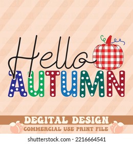 Hello Autumn t shirt design, vector file