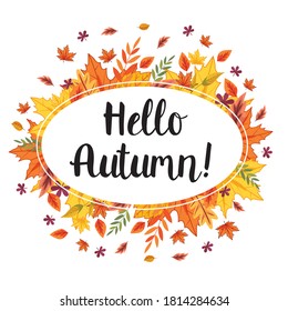 Hello autumn template card greetings
