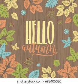 Hello autumn template vector illustration