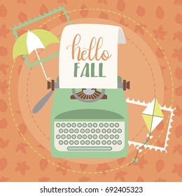 Hello autumn template vector illustration