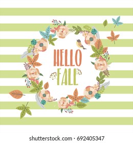 Hello autumn template vector illustration