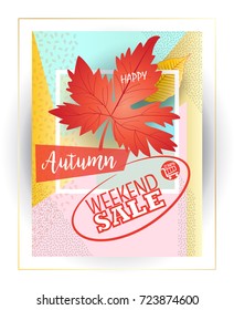 Hello Autumn text banners for October shopping, autumnal shop discount. Vector maple leaf foliage Chinese traditional pattern gift card, design for Chinese Holiday Sales leaflet, web banner, coupon