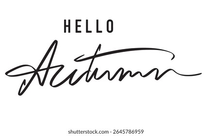 Hallo herfst tekst lettertype kalligrafie handgeschreven belettering script zwarte kleur object hallo herfst seizoen tijd oktober september maand esdoorn dankzegging prachtige natuur november bloemenvakantie herfst