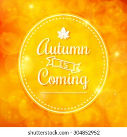 hello autumn text  on bright yellow background