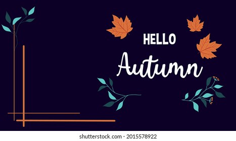 Hola patrón de diseño de estilo plano de moda de otoño con hojas de naranja dibujadas a mano. Ilustración vectorial de estilo plano. Plantilla de diseño de caída para tarjeta, banner de venta, afiche, invitación, etc.