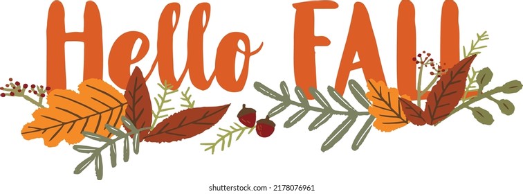 Hello Autumn Typography Free Vector and PNG