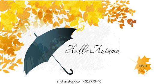 Hallo Herbst. Herbstliche Vektorillustration, Hintergrund