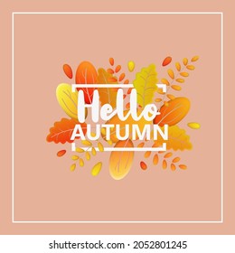 Hello autumn vector banner greeting template. Hello autumn text