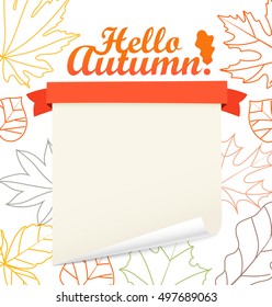 Hello autumn vector concept. Greeting card template. Place your text
