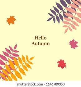 Hello autumn vector design set of poster and background.