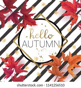 Hello autumn vector design template