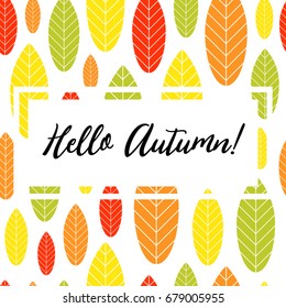 Hello autumn vector greeting card