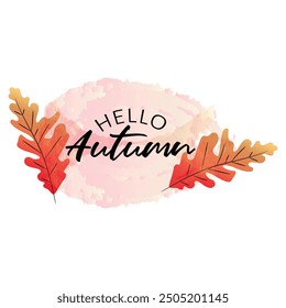 Hello autumn vector. Hand drawn hello autumn lettering background.