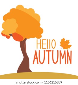 Hello autumn. Vector illustration. Flat style.Eps10.