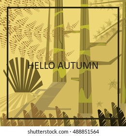 Hello autumn vector illustration. Forest landscape vector. 