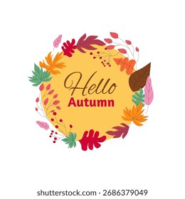 Hello Autumn Vector illustration frame decoration