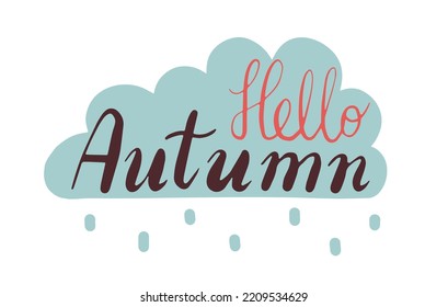 Hello Autumn Vector Illustration Lettering Quote