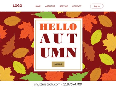 Hello Autumn, vector landing page