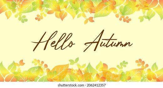 hello autumn. hello autumn vector lettering with leaves. decoration text. eps vector
