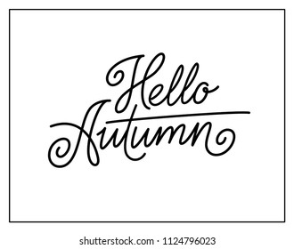 Hello autumn vector logo design isolated on white background. Hello autumn typography and lettering for seasonal decor, text for banner, poster, card, header. Vector illustration. EPS10